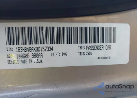 2009 Dodge Caliber Sxt from USA, damaged, VIN 1B3HB48AX9D157334